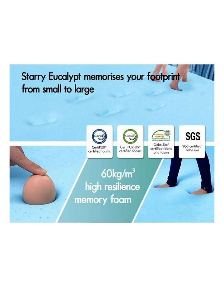 Memory Foam Mattress Topper Cool Gel Double Bamboo Cover 8cm in White image 5