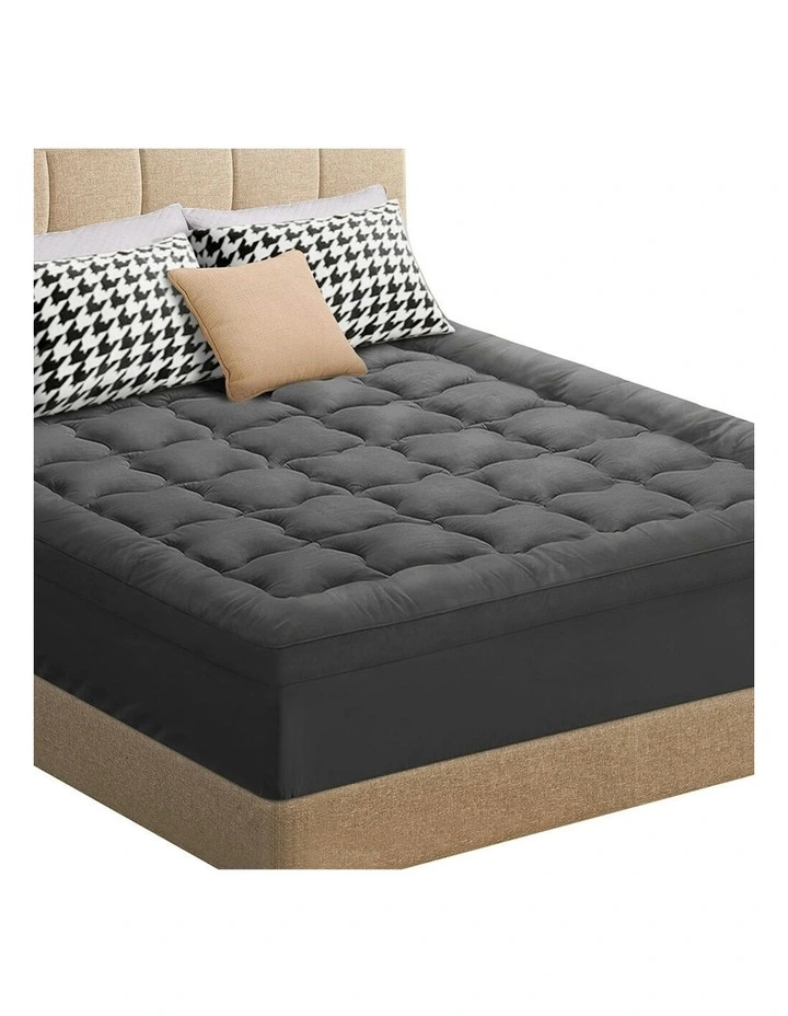Bamboo Fibre Pillowtop King Single Mattress Topper 7cm in Charcoal image 1