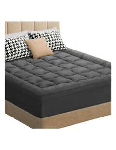 Bamboo Fibre Pillowtop Queen Mattress Topper 7cm in Charcoal