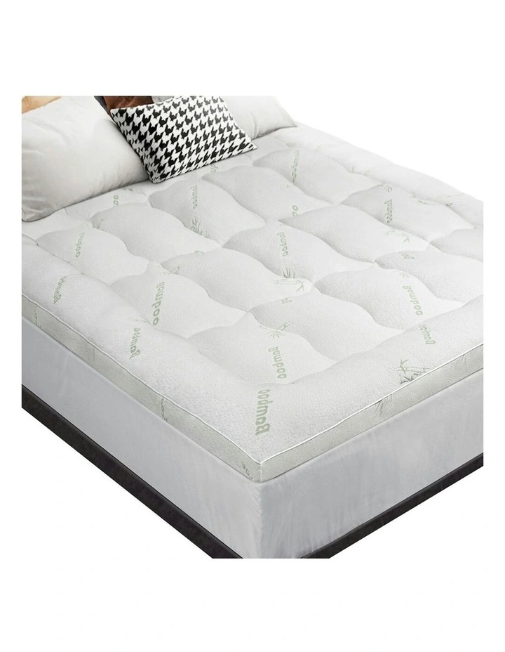 Bamboo Fibre Pillowtop King Mattress Topper 7.5cm in White image 1