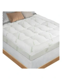 Bamboo Fibre Underlay Pad Single Pillowtop Mattress Topper 11cm in White