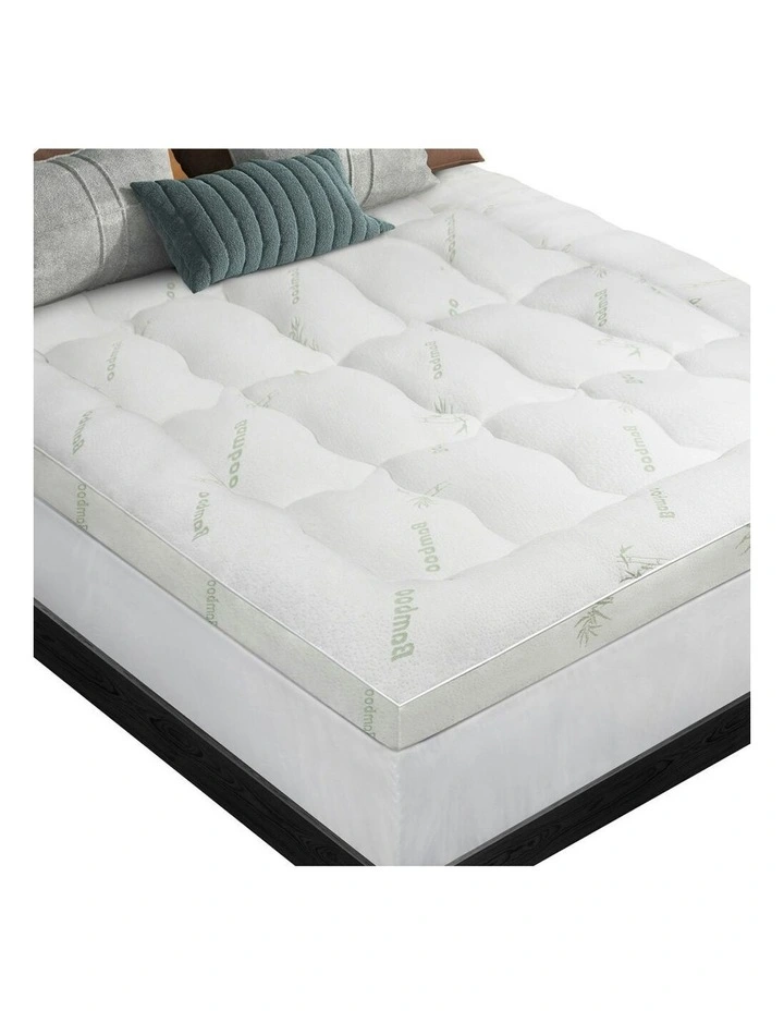 Bamboo Fibre Underlay Pad Queen Pillowtop Mattress Topper 9cm in White image 1