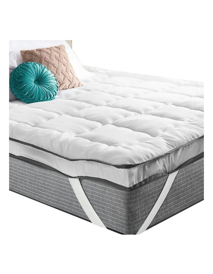Luxury Bedding King Mattress Topper Pillowtop Mat Cover 9cm in White image 1