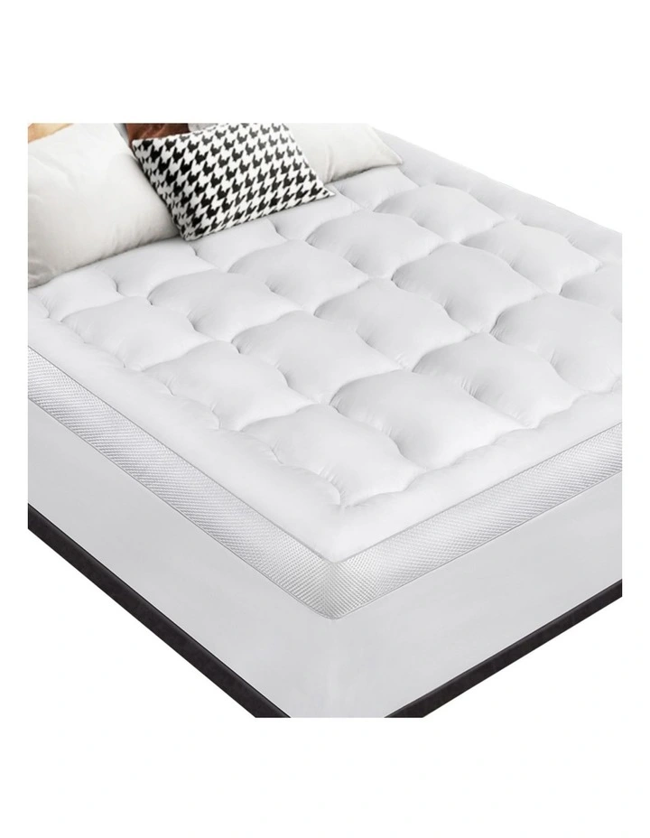 Mesh Bedding Double Mattress Topper Pillowtop Mat Cover 11cm in White image 1