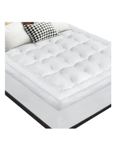 Mesh Bedding Double Mattress Topper Pillowtop Mat Cover 11cm in White
