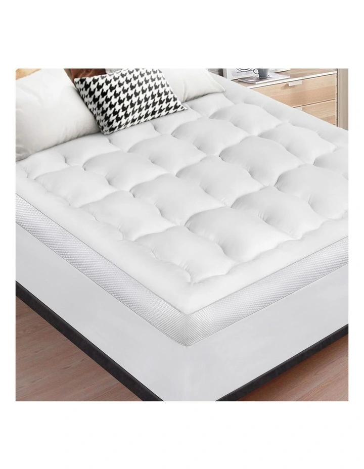 Mesh Bedding Double Mattress Topper Pillowtop Mat Cover 11cm in White image 2