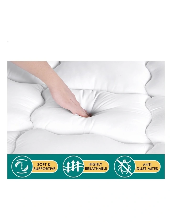 Mesh Bedding Queen Mattress Topper Pillowtop Mat Cover 11cm in White image 3