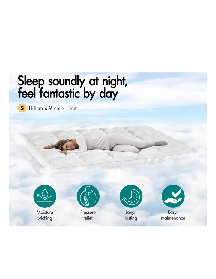 Mesh Bedding Single Mattress Topper Pillowtop Mat Cover 11cm in White image 4