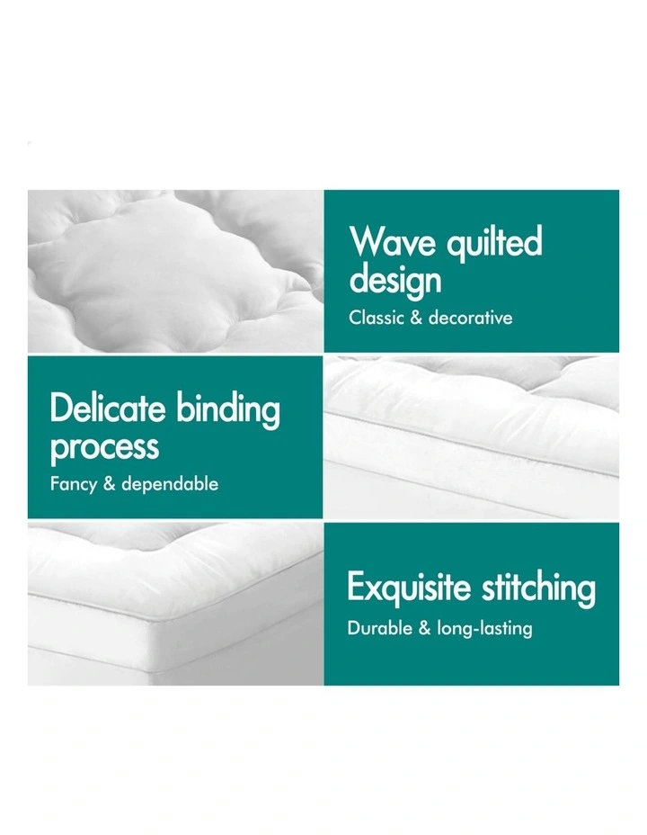 Bamboo Pillowtop Double Mattress Topper Protector Pad Cover 7cm in White image 5