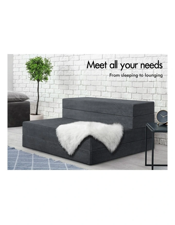 Single Size Foam Chair Portable Folding Mattress in Grey image 3