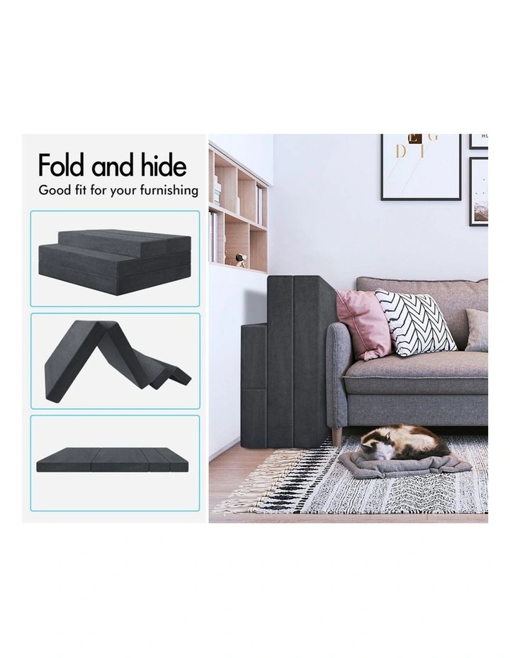 Single Size Foam Chair Portable Folding Mattress in Grey image 4