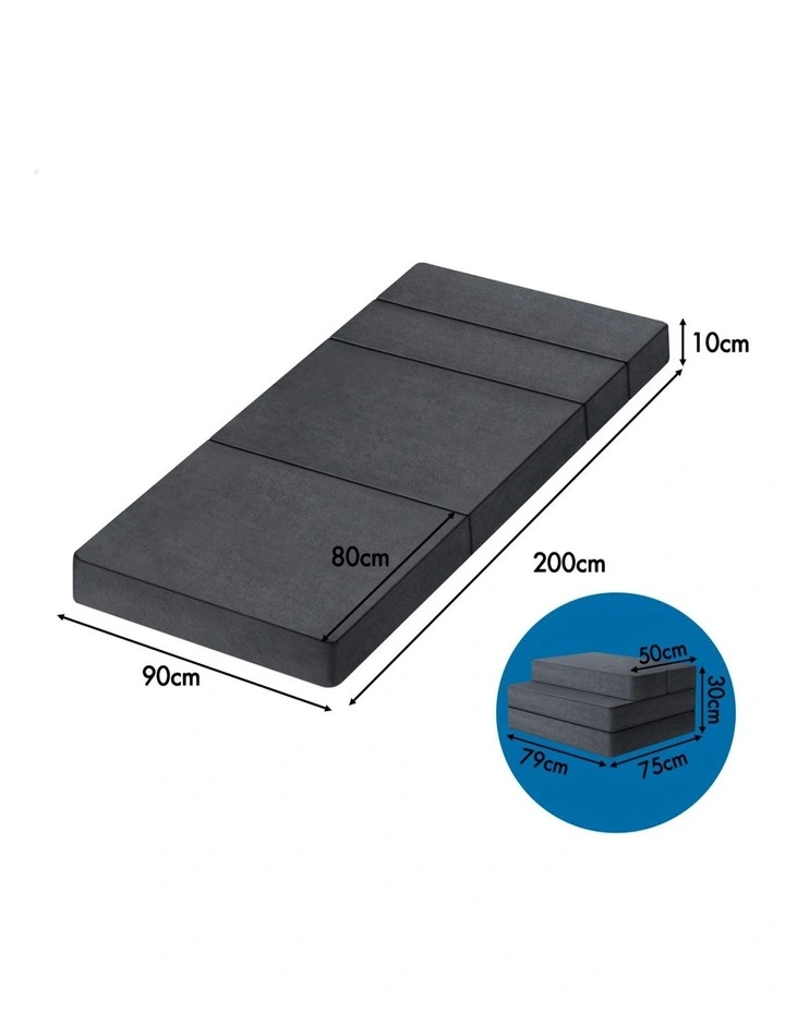 Single Size Foam Chair Portable Folding Mattress in Grey image 7