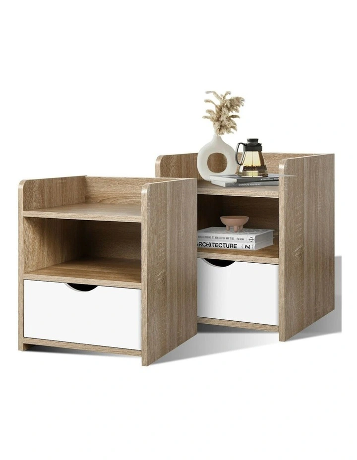 Bedside Table Set Of 2 in Oak image 1