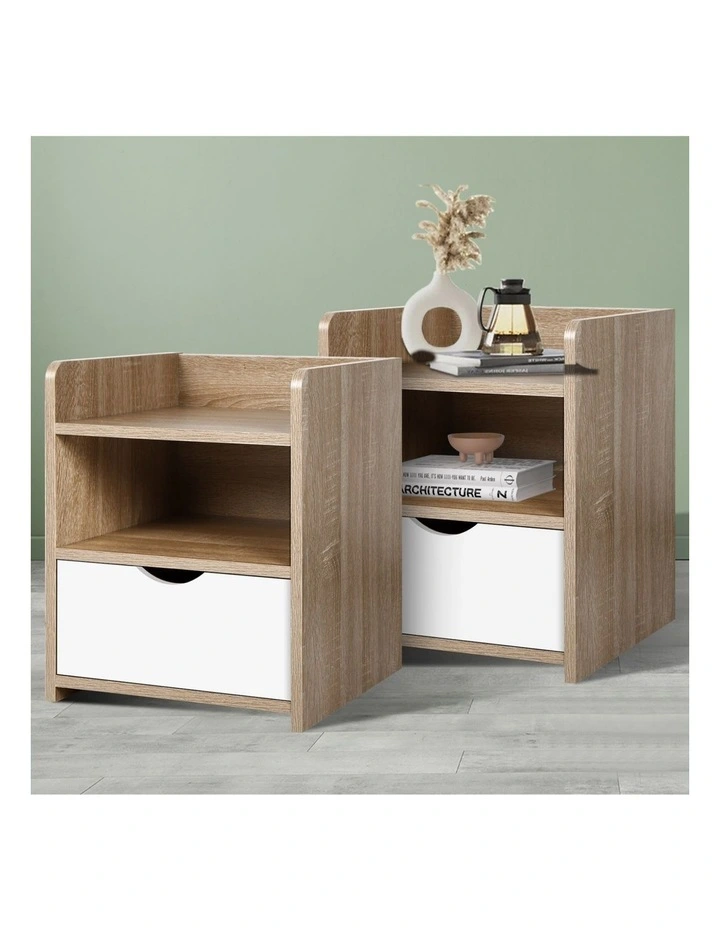 Bedside Table Set Of 2 in Oak image 2