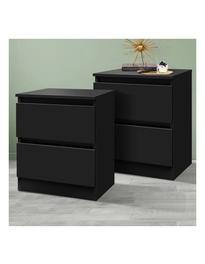Bedside Drawer Table Set Of 2 in Black image 2