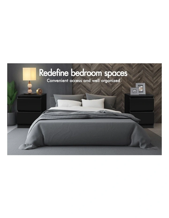 Bedside Drawer Table Set Of 2 in Black image 3
