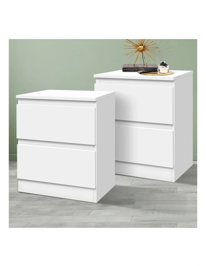 Bedside Drawers Table Set Of 2 in White image 3
