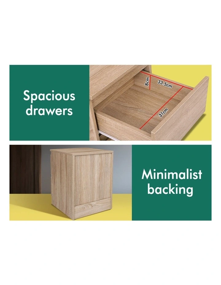 Bedside Drawers Table Set Of 2 in Wood image 3