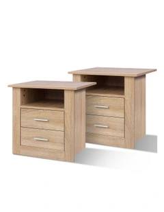 Classic Bedside Table Set Of 2 in Oak