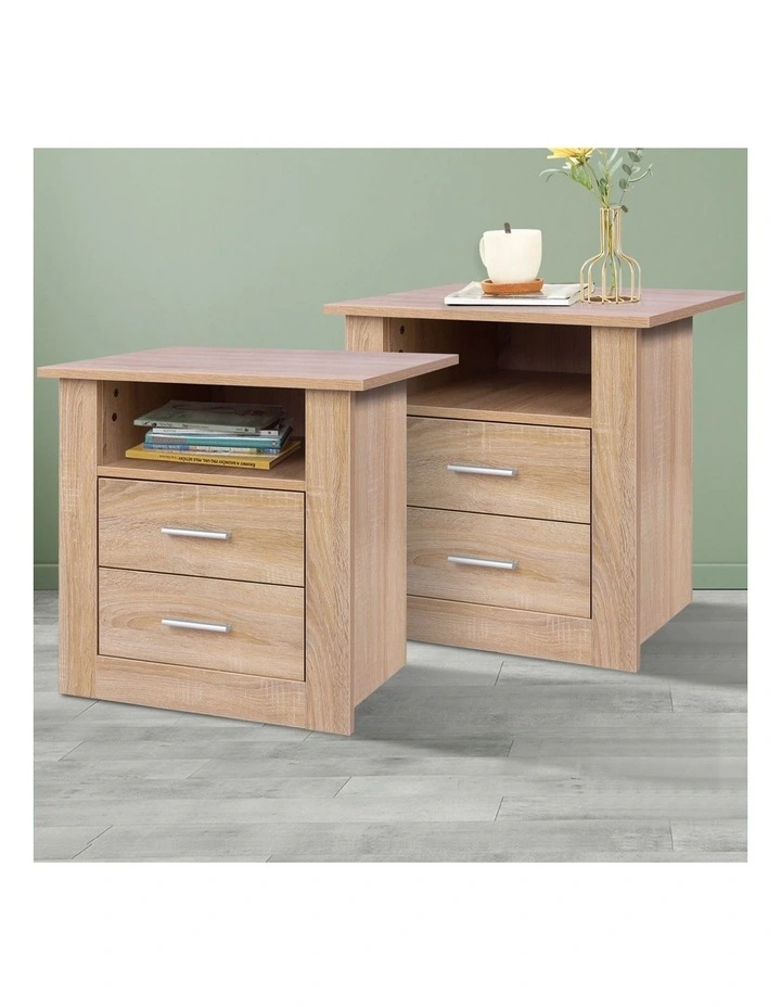 Classic Bedside Table Set Of 2 in Oak image 2