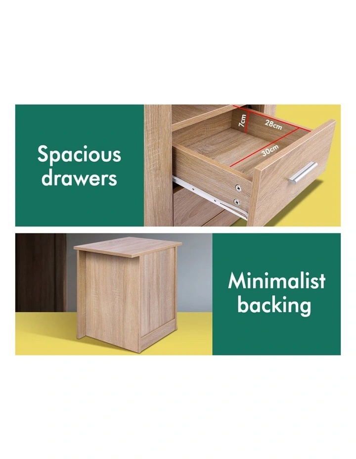 Classic Bedside Table Set Of 2 in Oak image 3