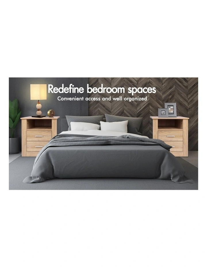 Classic Bedside Table Set Of 2 in Oak image 4