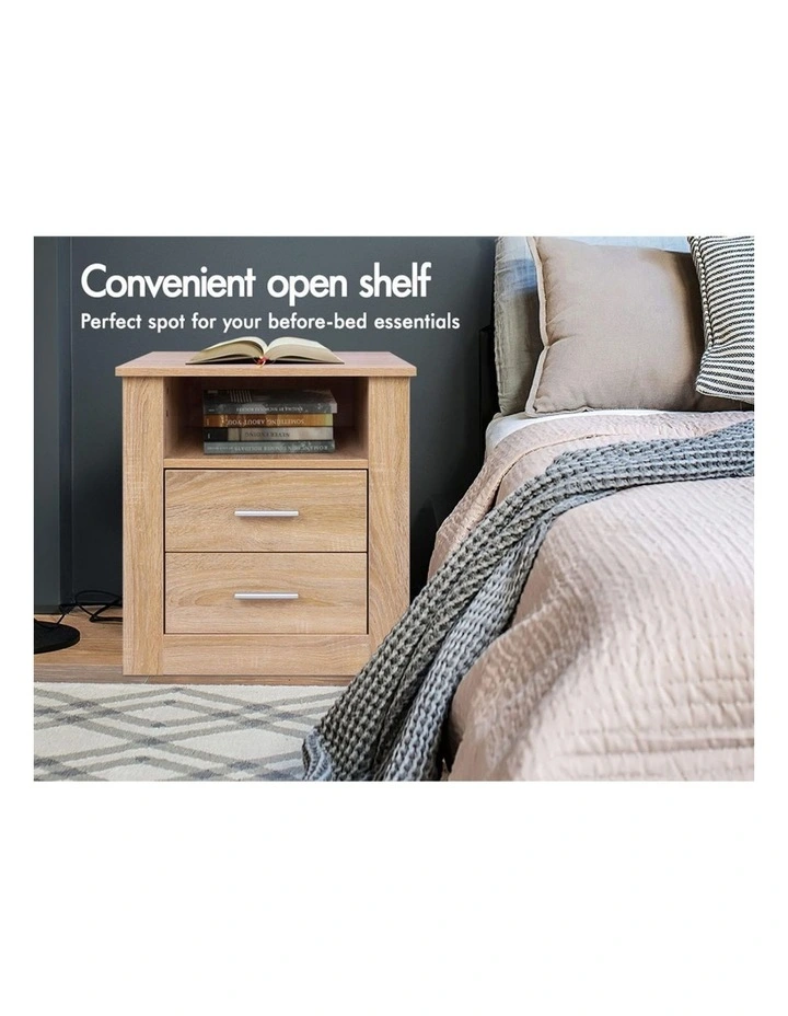 Classic Bedside Table Set Of 2 in Oak image 6