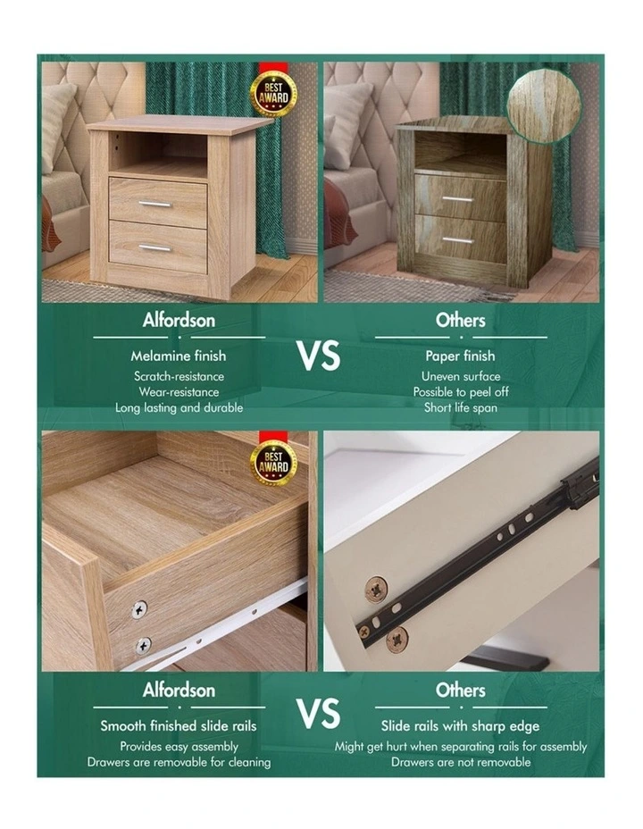 Classic Bedside Table Set Of 2 in Oak image 7