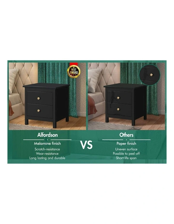 Hamptons Bedside Table in Black image 5