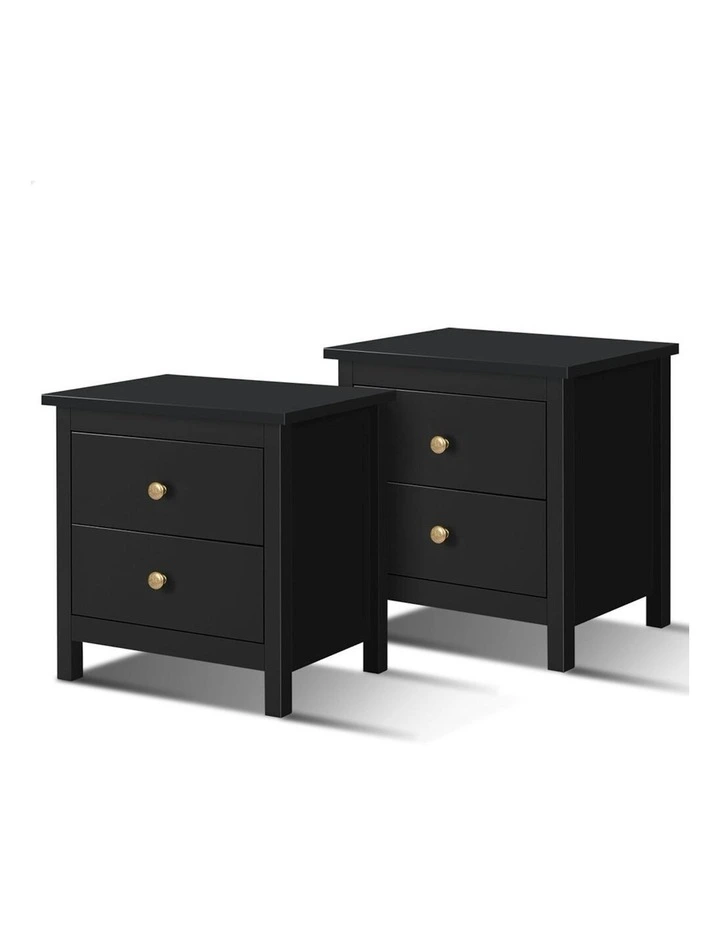 Hamptons Bedside Table Set Of 2 in Black image 1