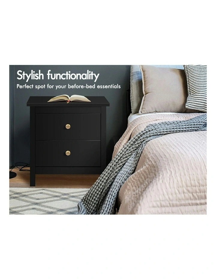 Hamptons Bedside Table Set Of 2 in Black image 3