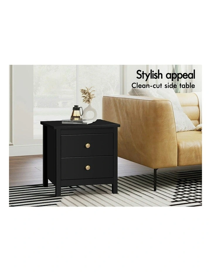 Hamptons Bedside Table Set Of 2 in Black image 4