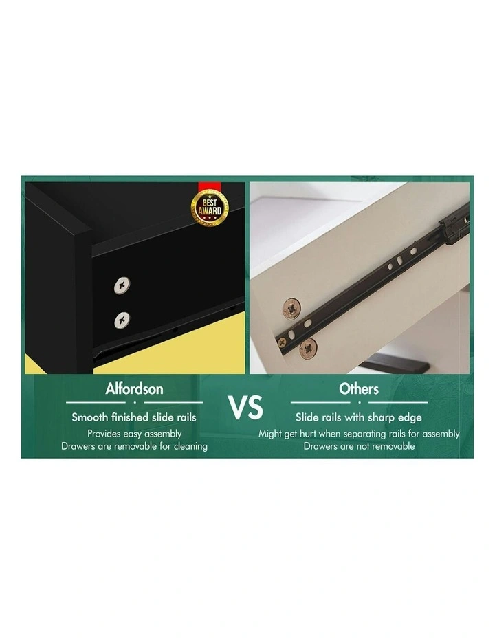 Hamptons Bedside Table Set Of 2 in Black image 5