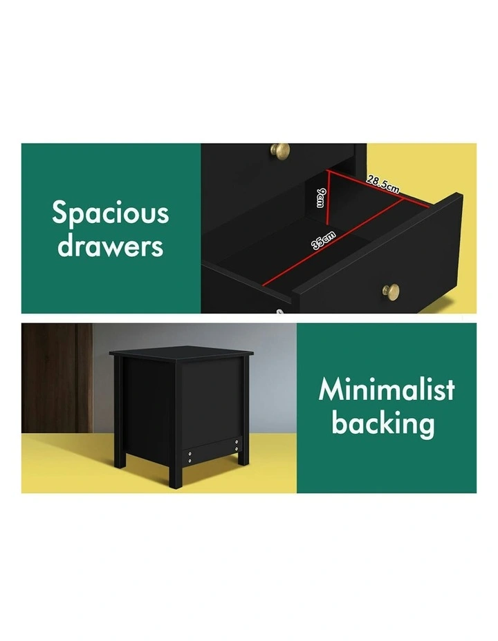 Hamptons Bedside Table Set Of 2 in Black image 7