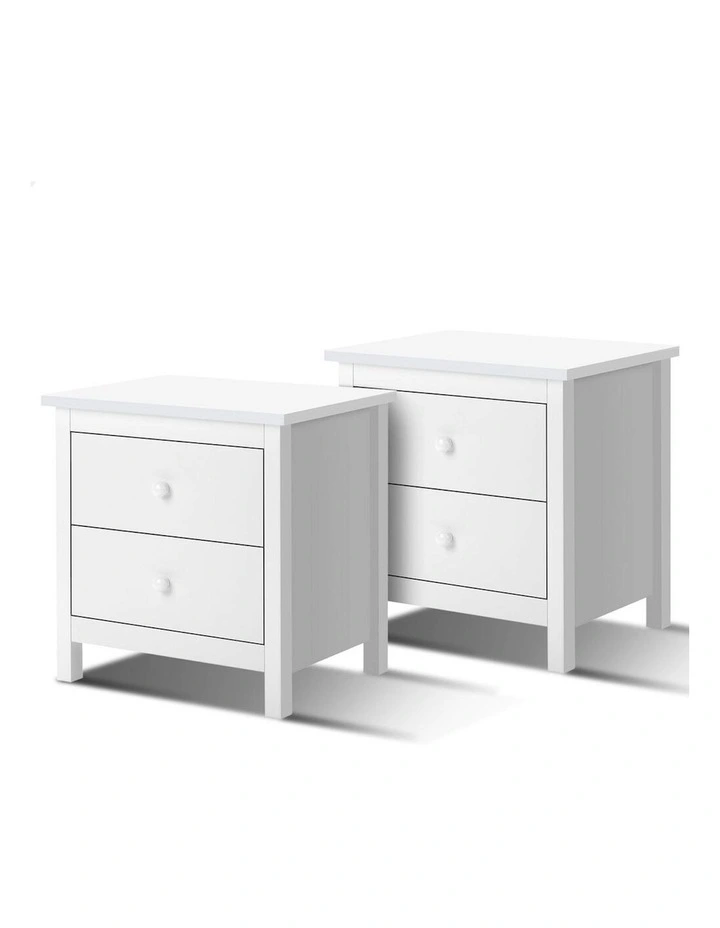 Hamptons Bedside Table Set Of 2 in White image 1