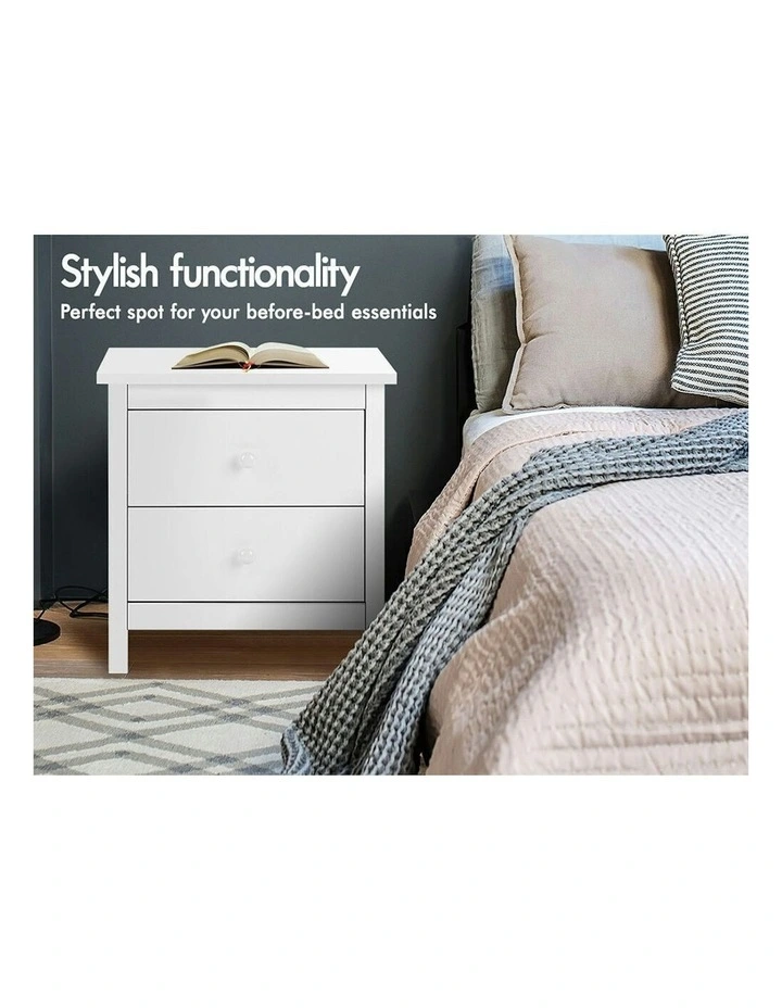 Hamptons Bedside Table Set Of 2 in White image 3