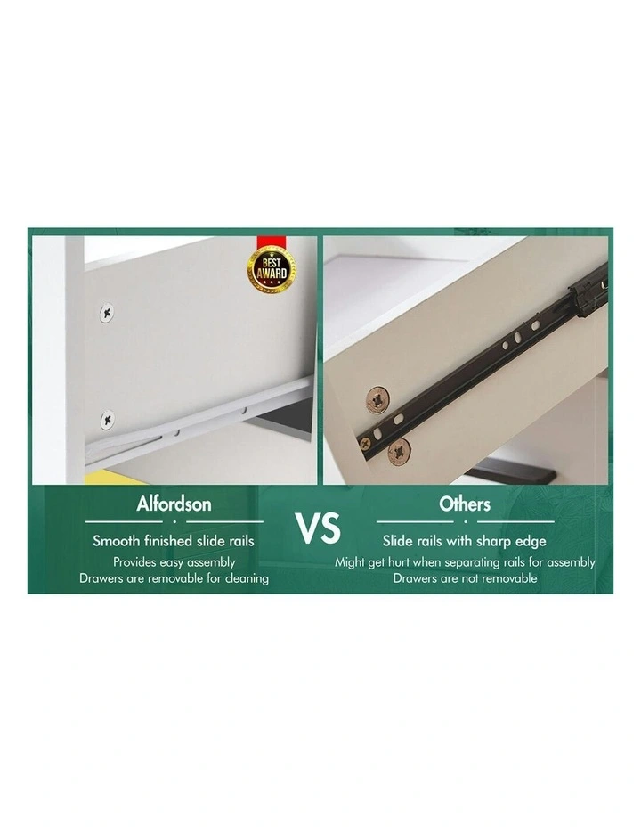 Hamptons Bedside Table Set Of 2 in White image 5