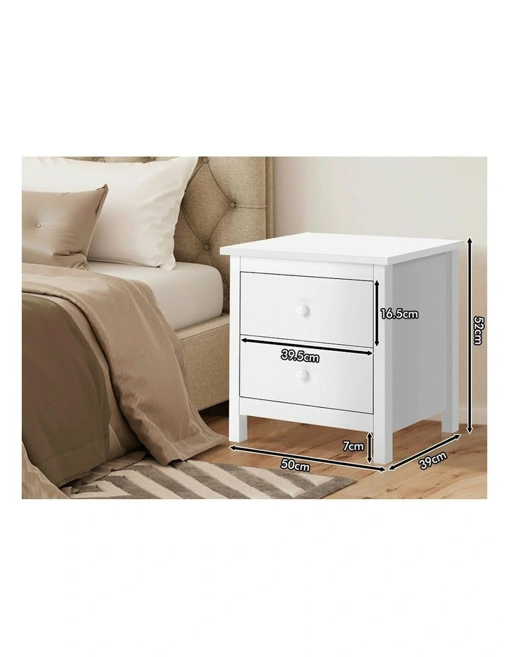 Hamptons Bedside Table Set Of 2 in White image 6