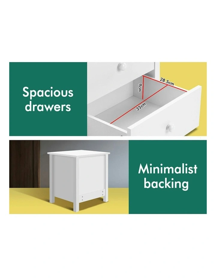 Hamptons Bedside Table Set Of 2 in White image 7