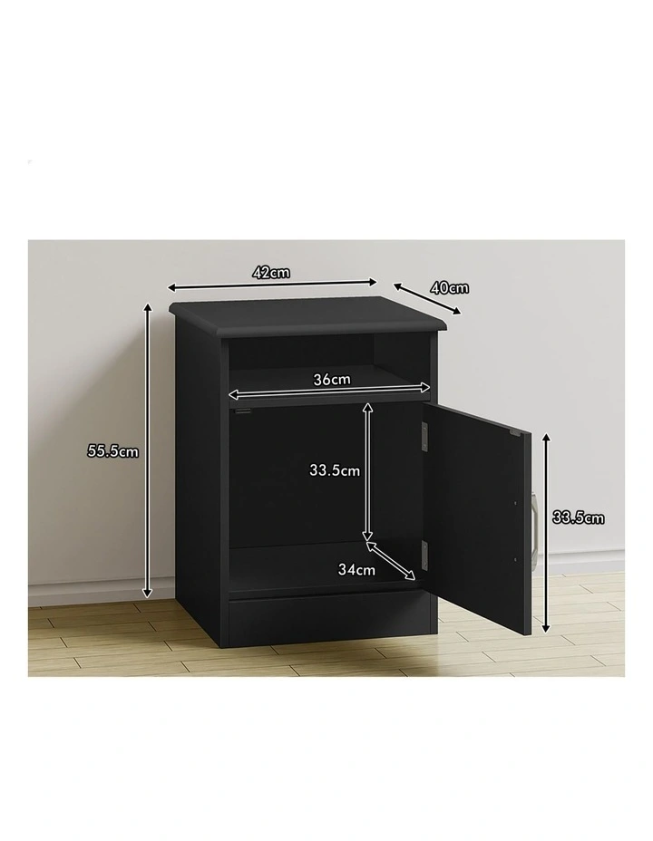 Bedside Table Storage Cabinet Set Of 2 in Black image 6