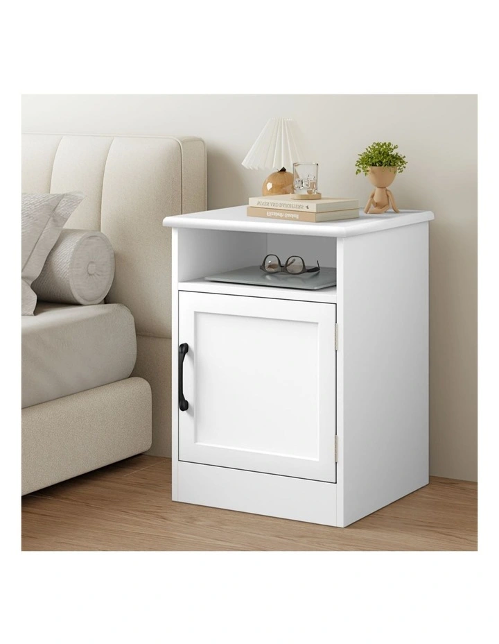 Storage Cabinet Bedside Table in White image 2