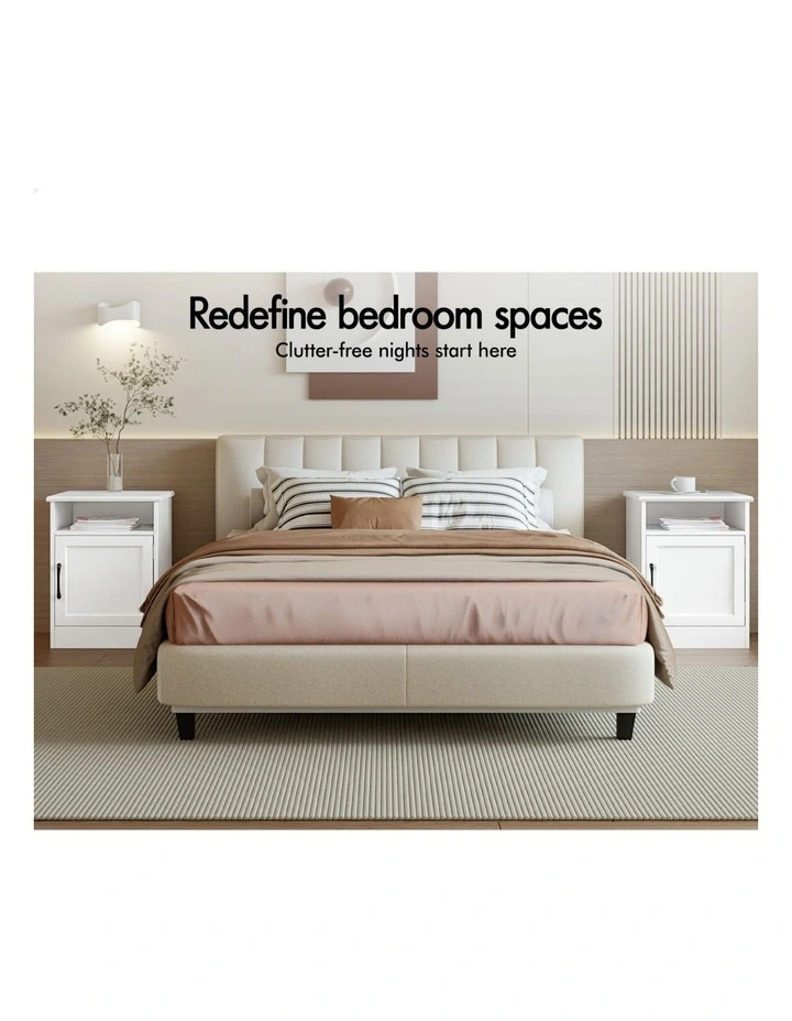 Storage Cabinet Bedside Table in White image 3