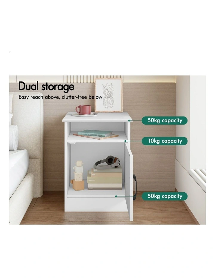 Storage Cabinet Bedside Table in White image 4
