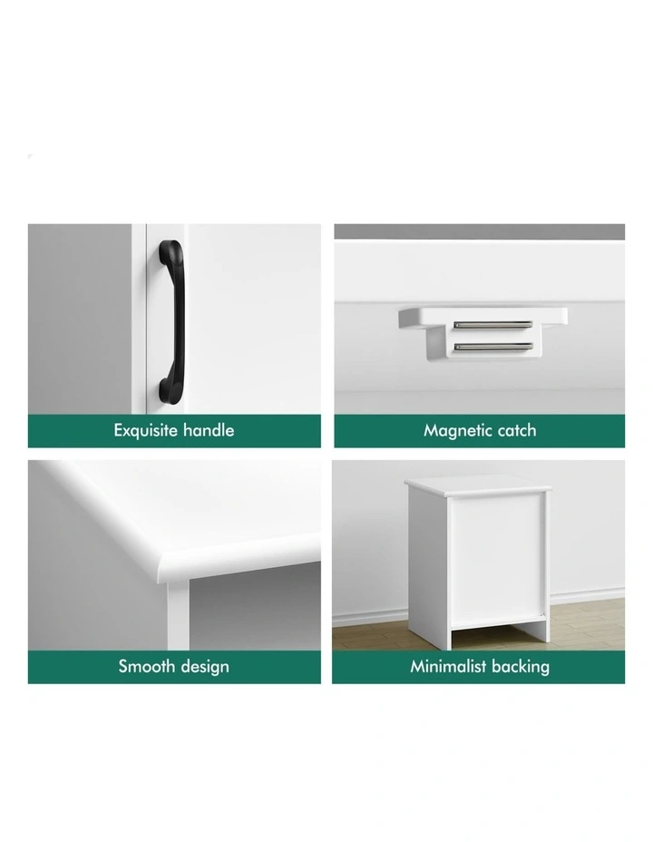 Storage Cabinet Bedside Table x2 in White image 6