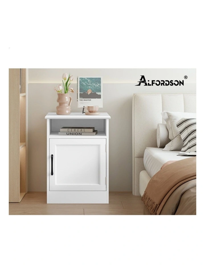 Storage Cabinet Bedside Table x2 in White image 7
