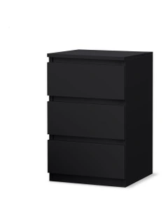 Nightstand 3 Drawers Bedside Table in Black