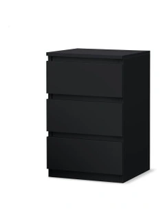 Nightstand 3 Drawers Bedside Table in Black