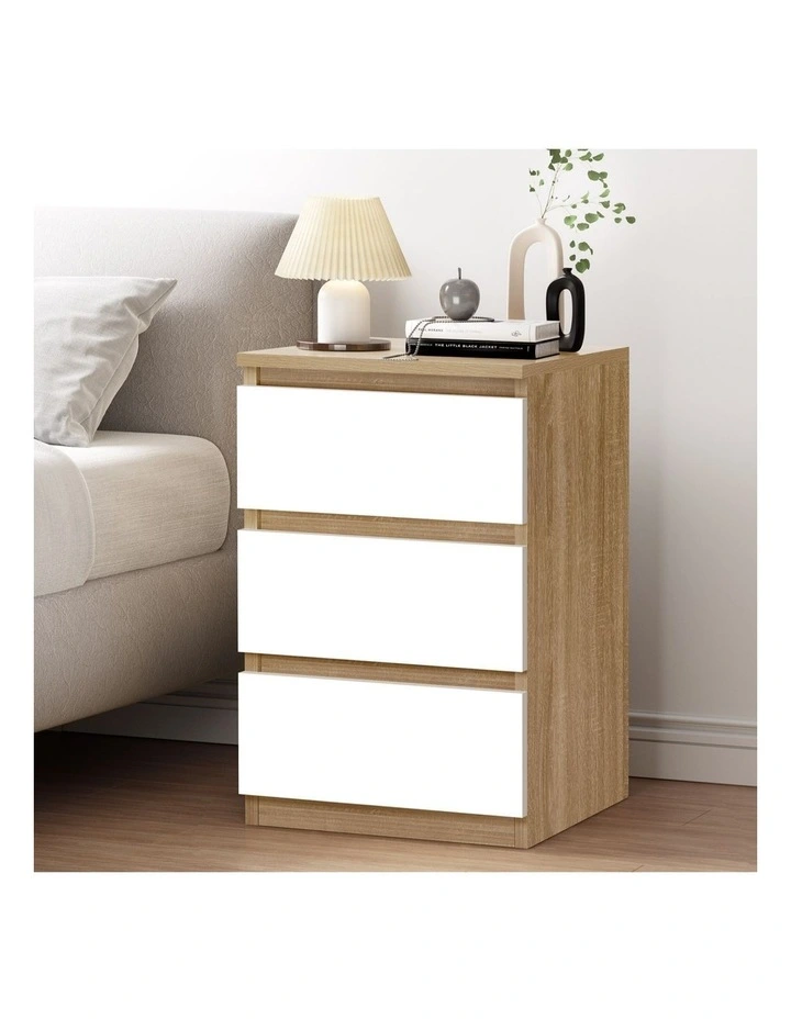 Nightstand 3 Drawers Side End Table in White image 2