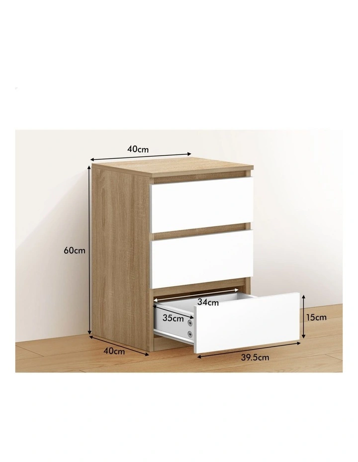 Nightstand 3 Drawers Side End Table in White image 6