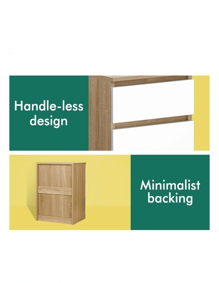 Nightstand 3 Drawers Bedside Table x2 in White image 7